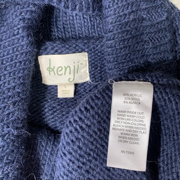 SOLD-Anthropologie Mohair Chunky Cable Hand Knit Navy Blue Sweater - Picture 5 of 5